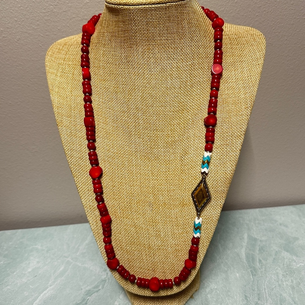 Silpada UNDER THE SUN Necklace N3245 925 Sterling Silver Brass Red Coral Howlite